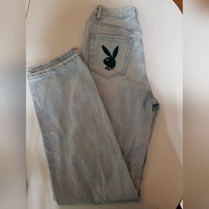 PLAYBOY By Pacsun Light Blue Distressed Jeans with Iconic Emblem 28/32